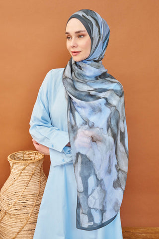 Riva Şal Tencel Cloud Mavi Gri - Riva Şal - | Silk Home