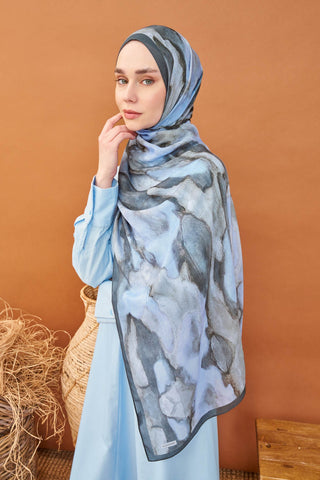 Riva Şal Tencel Cloud Mavi Gri - Riva Şal - | Silk Home