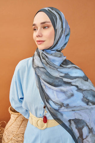 Riva Şal Tencel Cloud Mavi Gri - Riva Şal - | Silk Home