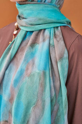 Riva Şal Tencel Cloud Turkuaz - Riva Şal - | Silk Home