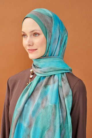 Riva Şal Tencel Cloud Turkuaz - Riva Şal - | Silk Home