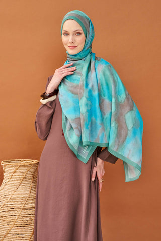 Riva Şal Tencel Cloud Turkuaz - Riva Şal - | Silk Home