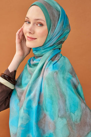 Riva Şal Tencel Cloud Turkuaz - Riva Şal - | Silk Home