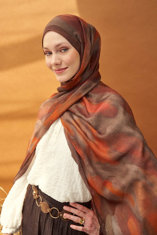 Riva Şal Tencel Cloud Turuncu - Riva Şal - | Silk Home