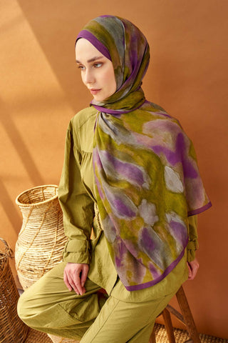 Riva Şal Tencel Cloud Yağ Yeşili - Riva Şal - | Silk Home