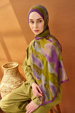 Riva Şal Tencel Cloud Yağ Yeşili - Riva Şal - | Silk Home