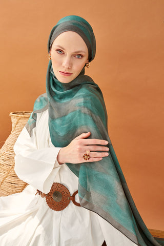 Riva Şal Tencel Cloud Yeşil - Riva Şal - | Silk Home