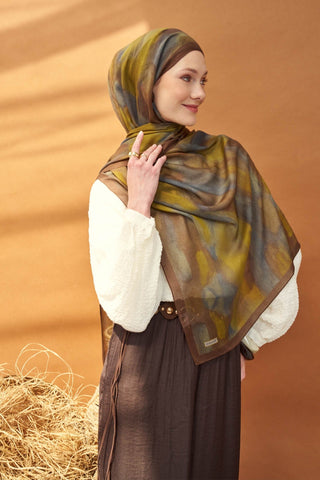 Riva Şal Tencel Cloud Zeytin Yeşili - Riva Şal - | Silk Home