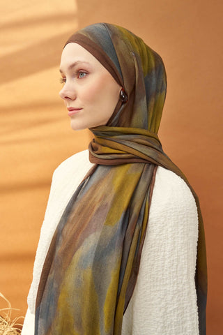 Riva Şal Tencel Cloud Zeytin Yeşili - Riva Şal - | Silk Home
