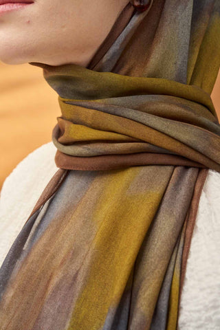 Riva Şal Tencel Cloud Zeytin Yeşili - Riva Şal - | Silk Home
