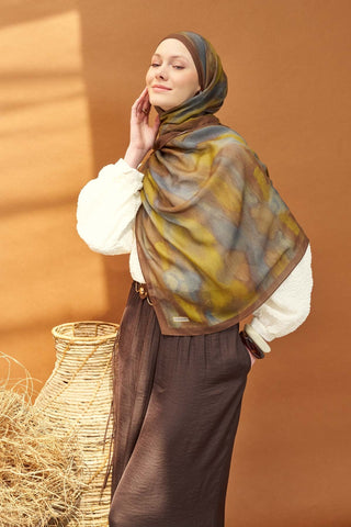 Riva Şal Tencel Cloud Zeytin Yeşili - Riva Şal - | Silk Home