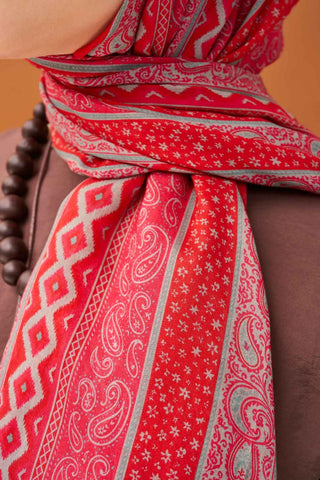Riva Şal Tencel Ethnic Way Bayrak Kırmızısı - Riva Şal - | Silk Home