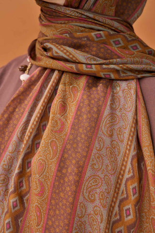 Riva Şal Tencel Ethnic Way Çikolata Kahve - Riva Şal - | Silk Home