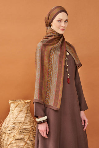 Riva Şal Tencel Ethnic Way Çikolata Kahve - Riva Şal - | Silk Home