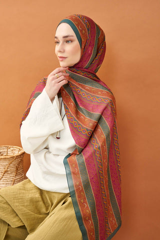Riva Şal Tencel Ethnic Way Fuşya - Riva Şal - | Silk Home