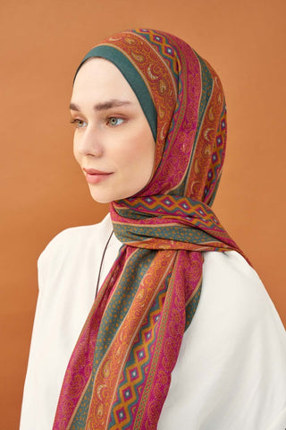 Riva Şal Tencel Ethnic Way Fuşya - Riva Şal - | Silk Home