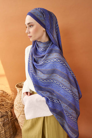 Riva Şal Tencel Ethnic Way Gece Mavisi - Riva Şal - | Silk Home
