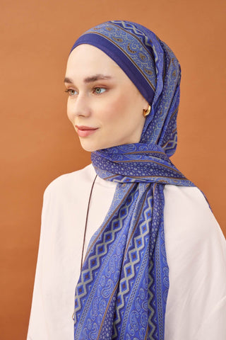 Riva Şal Tencel Ethnic Way Gece Mavisi - Riva Şal - | Silk Home
