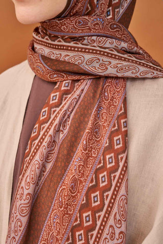 Riva Şal Tencel Ethnic Way Kahverengi - Riva Şal - | Silk Home