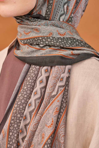 Riva Şal Tencel Ethnic Way Koyu Gri - Riva Şal - | Silk Home