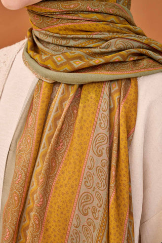 Riva Şal Tencel Ethnic Way Koyu Hardal - Riva Şal - | Silk Home