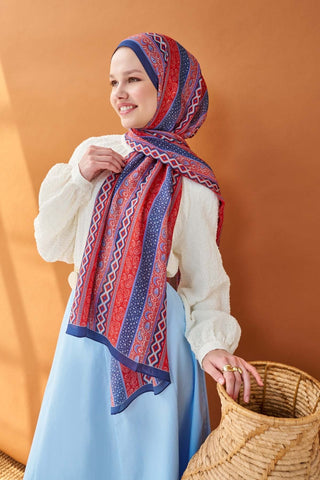 Riva Şal Tencel Ethnic Way Koyu Mavi - Riva Şal - | Silk Home