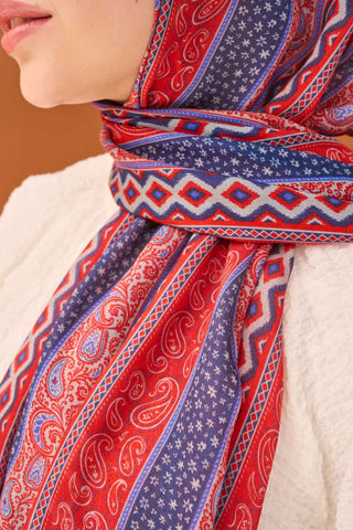 Riva Şal Tencel Ethnic Way Koyu Mavi - Riva Şal - | Silk Home