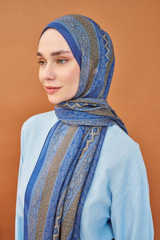 Riva Şal Tencel Ethnic Way Mavi - Riva Şal - | Silk Home