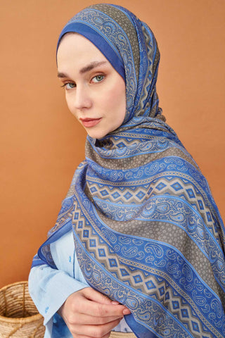 Riva Şal Tencel Ethnic Way Mavi - Riva Şal - | Silk Home