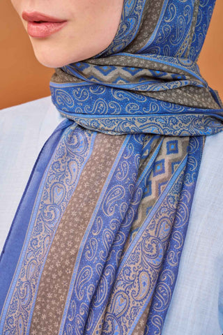 Riva Şal Tencel Ethnic Way Mavi - Riva Şal - | Silk Home