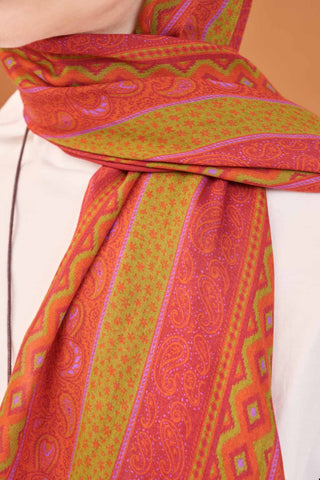 Riva Şal Tencel Ethnic Way Mercan - Riva Şal - | Silk Home