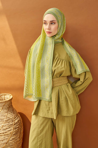 Riva Şal Tencel Ethnic Way Sarı - Riva Şal - | Silk Home