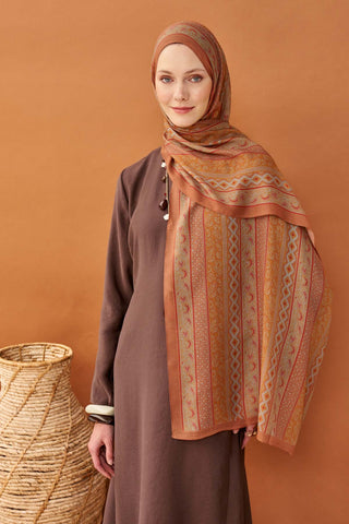 Riva Şal Tencel Ethnic Way Somon - Riva Şal - | Silk Home