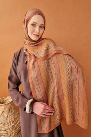 Riva Şal Tencel Ethnic Way Somon - Riva Şal - | Silk Home