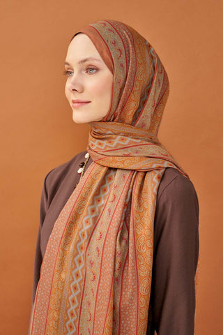 Riva Şal Tencel Ethnic Way Somon - Riva Şal - | Silk Home