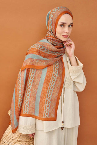 Riva Şal Tencel Ethnic Way Turuncu - Riva Şal - | Silk Home