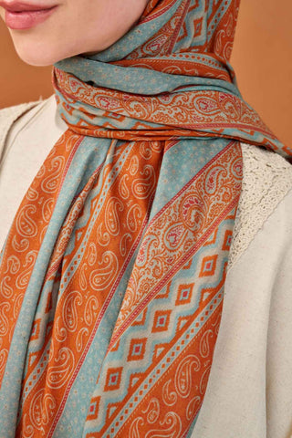 Riva Şal Tencel Ethnic Way Turuncu - Riva Şal - | Silk Home