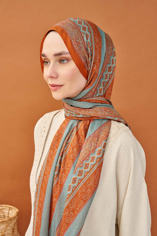 Riva Şal Tencel Ethnic Way Turuncu - Riva Şal - | Silk Home