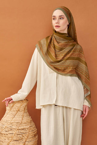 Riva Şal Tencel Ethnic Way Yeşil - Riva Şal - | Silk Home