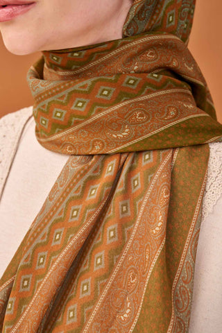 Riva Şal Tencel Ethnic Way Yeşil - Riva Şal - | Silk Home