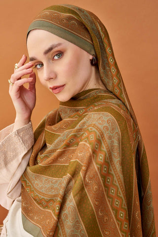 Riva Şal Tencel Ethnic Way Yeşil - Riva Şal - | Silk Home