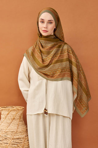 Riva Şal Tencel Ethnic Way Yeşil - Riva Şal - | Silk Home