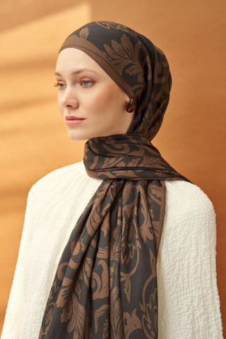 Riva Şal Tencel Floral Antrasit - Riva Şal - | Silk Home
