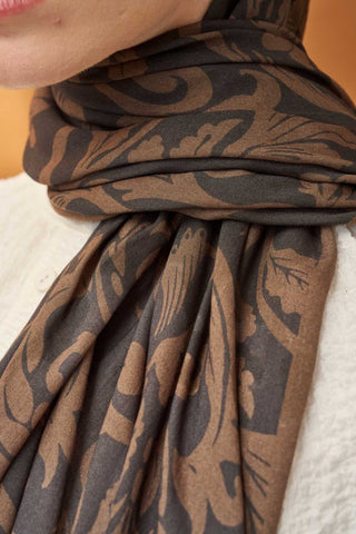 Riva Şal Tencel Floral Antrasit - Riva Şal - | Silk Home