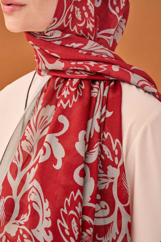 Riva Şal Tencel Floral Bordo - Riva Şal - | Silk Home