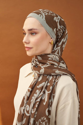 Riva Şal Tencel Floral Çikolata Kahve - Riva Şal - | Silk Home