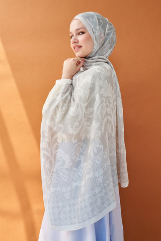 Riva Şal Tencel Floral Gümüş - Riva Şal - | Silk Home