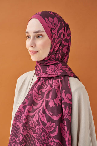 Riva Şal Tencel Floral Koyu Mor - Riva Şal - | Silk Home