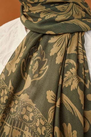 Riva Şal Tencel Floral Koyu Yeşil - Riva Şal - | Silk Home