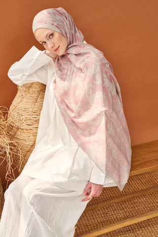 Riva Şal Tencel Floral Pembe - Riva Şal - | Silk Home
